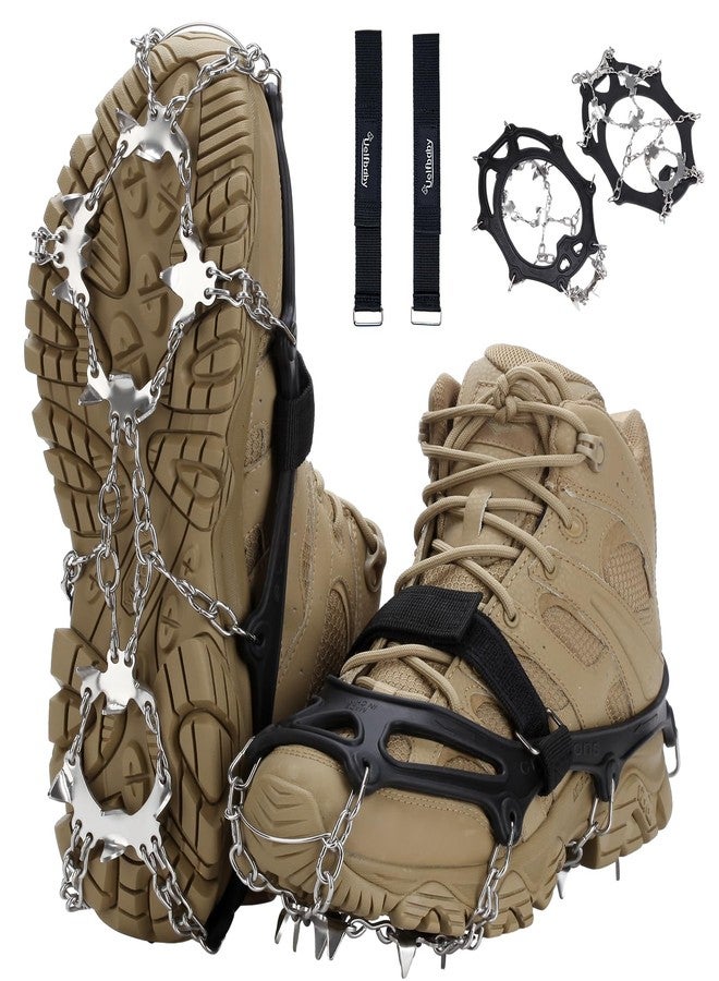 Uelfbaby Crampons Upgraded 19 Spikes Ice Snow Grips Traction Cleats System Safe Protect for Walking, Jogging, or Hiking on Snow and Ice (X-Large) - Image 1